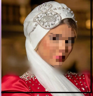 توربان مجلسی ترمه با دنباله تور