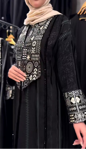 مانتو حریر ژاکارد کتیبه